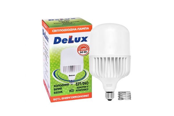 Лампа LED DELUX BL80 50W 6500К 230 V E27 + перехідник (90021911)