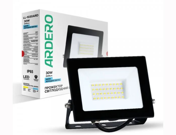 Прожектор Ardero LL-1030ARD 30W 2400Lm 6500K ІР65 (7839)