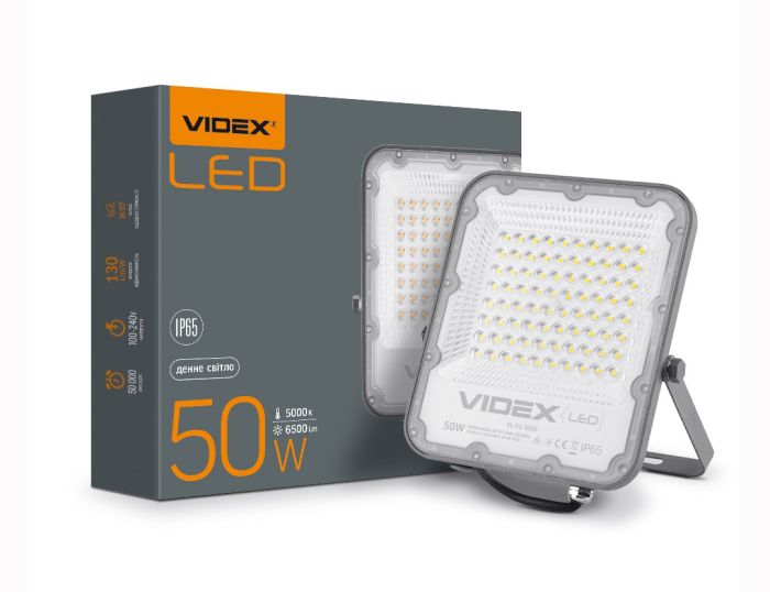 Прожектор LED VIDEX PREMIUM F2 50W 5000K AC 100-240 V сірий (VL-F2-505G) (VL-F2-505G)