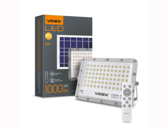 Прожектор LED VIDEX автономний 50W 1000LM 5000K 3.2V VL-FSO2-505 (VL-FSO2-505)