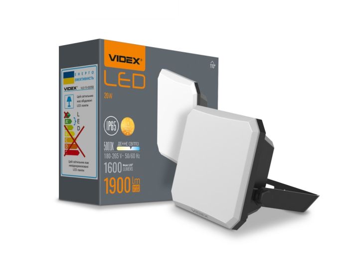 Прожектор LED VIDEX 20W 5000K 220V Black (VLE-F3-0205B) (VLE-F3-0205B)