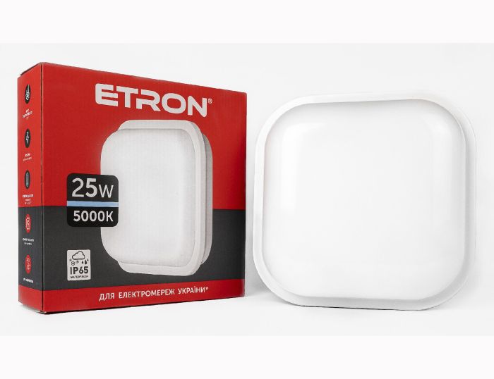 Світильник LED ETRON 25W 5000K квадрат 1-ECP-510-S IP65 (1-ECP-510-S)