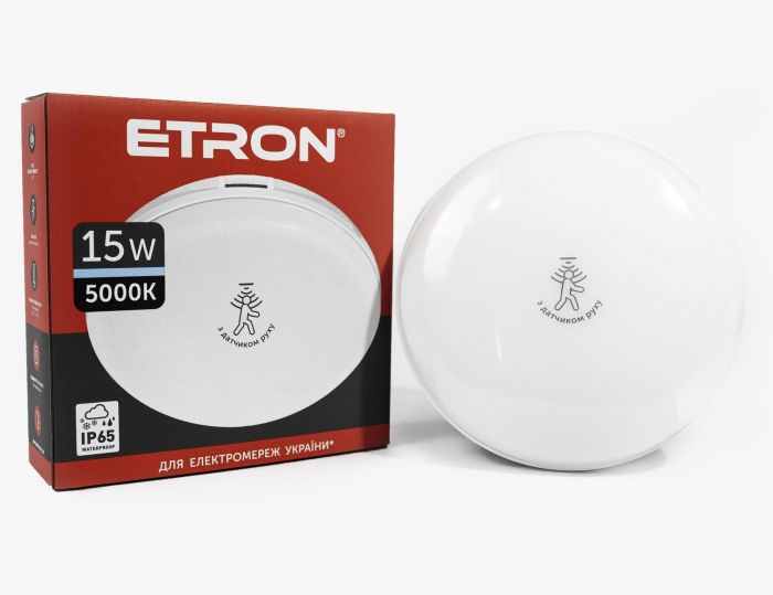 Світильник LED ETRON 15W 5000K круг с д/д 1-ECP-524-CD IP65 ЧП (1-ECP-524-CD)