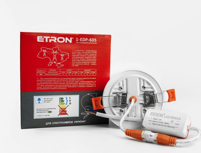 Світильник LED ETRON 12W 5000K коло 1-EDP-605 IP20 (1-EDP-605)