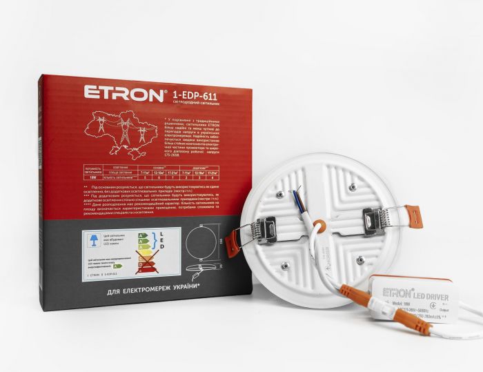 Світильник LED ETRON 18W 5000K коло 1-EDP-611 IP20 ЧП (1-EDP-611)