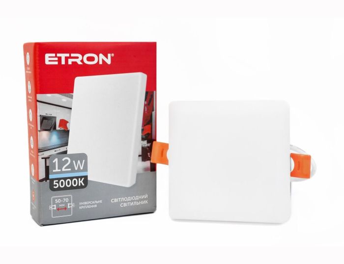 Світильник LED ETRON 12W 5000K квадрат 1-EDP-655 IP20 ЧП (1-EDP-655)