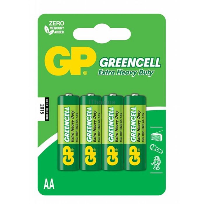 Батарейка GP Greencell 15G-2UE4 сольова R 6 AA (4 шт/блс) (15G-U4) (15G-2UE4/15G-U4)