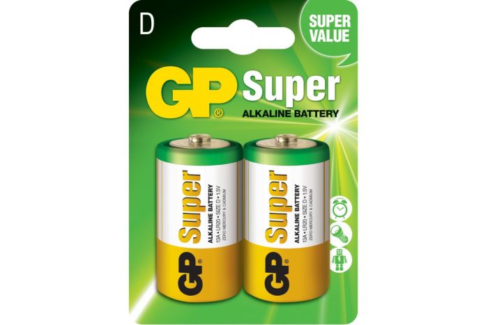 Батарейка GP Super Alkaline 13A-U2 (лужна,LR20, D, блістер 2шт) (13A-U2)