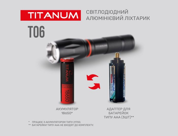 Ліхтар LED ТITANUM TLF-T06 300Lm 6500K портативний (TLF-T06)