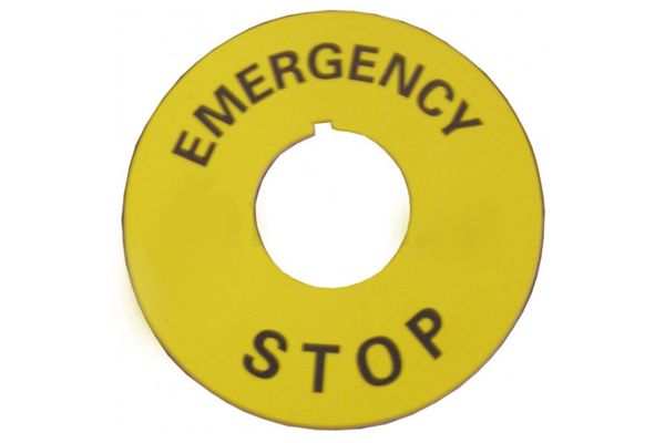 Табличка маркувальна EMERGENCY STOP жовта кругла АсКо (A0140010073)