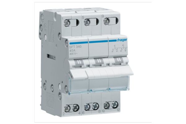 Перемикач SFT340 І-0-ІІ 3-пол., 40А/400В, 3м Hager (SFT340)