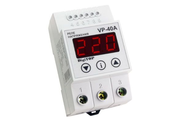 Реле напруги  Vp-40A, 220 В, Iном=40А, Iмах=50А Енергохіт DIN (Vp-40A)