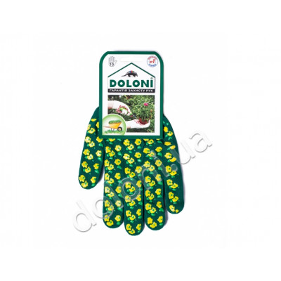 Описание, характеристики, отзывы о   Перчатки 4116 трикотажные Весенние цветы зеленые с ПВХ Долони, купить в магазине  или  заказать  онлайн
